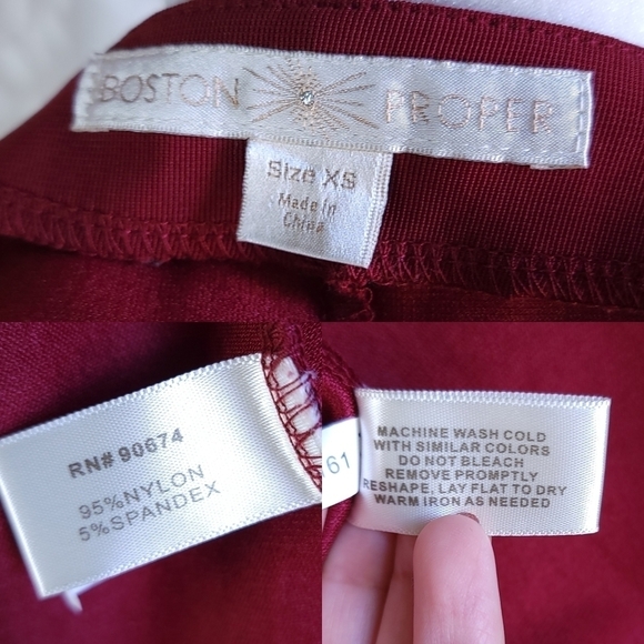 Boston Proper Retro V Neck Gathered Puff Long Sleeve Dress Red XS - Picture 10 of 11